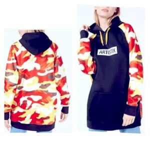 ARTISTIX Printed Contrast Hoodie Dress Sz L